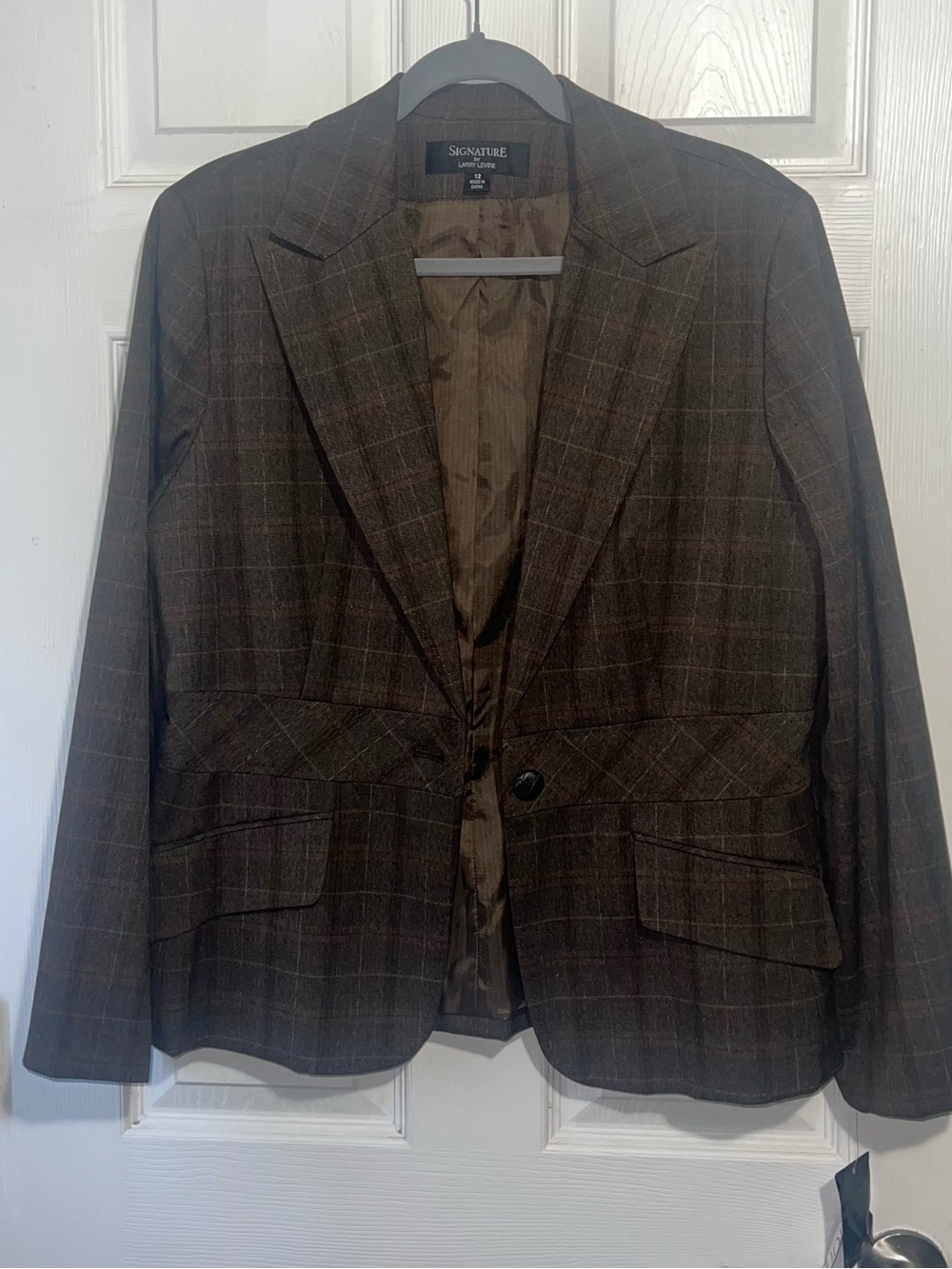 Signature Brown Plaid Tailored Women’s Blazer